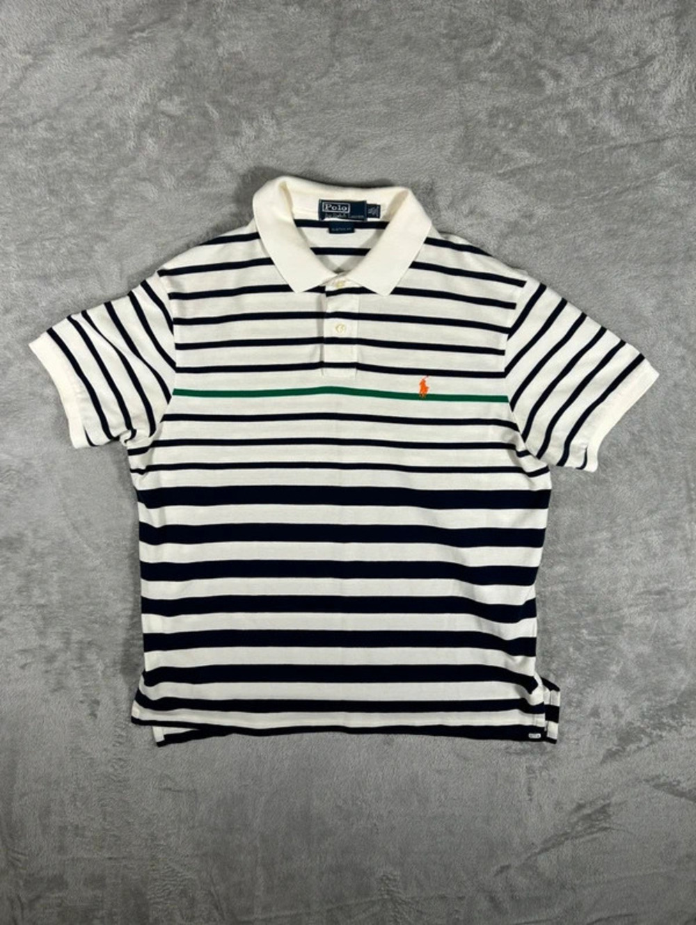 polo ralph lauren striped polo shirt XL custom fit navy white